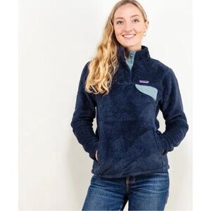 Patagonia women’s Re-tool snap-T polar tec fleece pullover navy blue XS